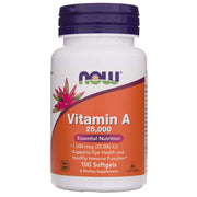 NOW FOODS vitaminas A 7500 mcg (25000 TV) – 100 kapsulių