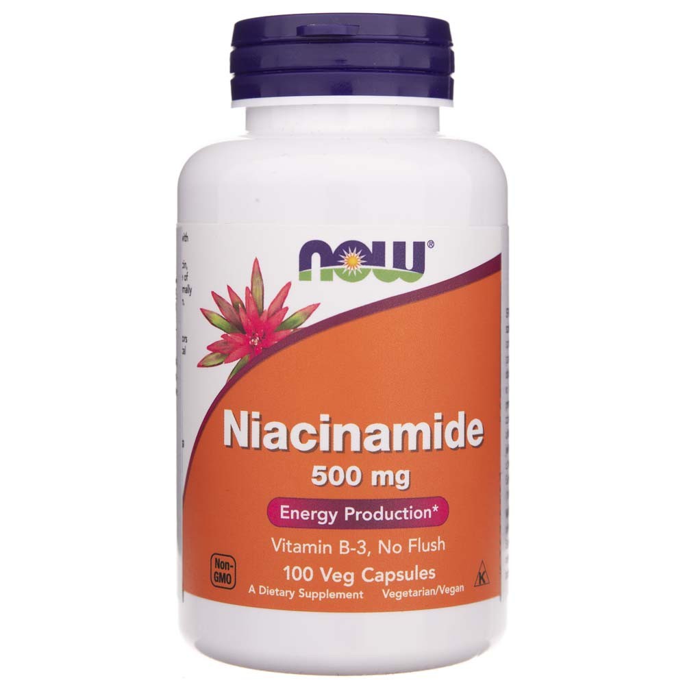 NOW FOODS niacinamidas 500 mg – 100 kapsulių