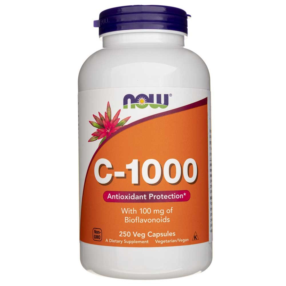 NOW FOODS vitaminas C-1000 su bioflavonoidais – 250 kapsulių