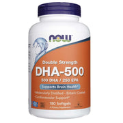 NOW FOODS DHA-500 dvigubo stiprumo – 180 kapsulių