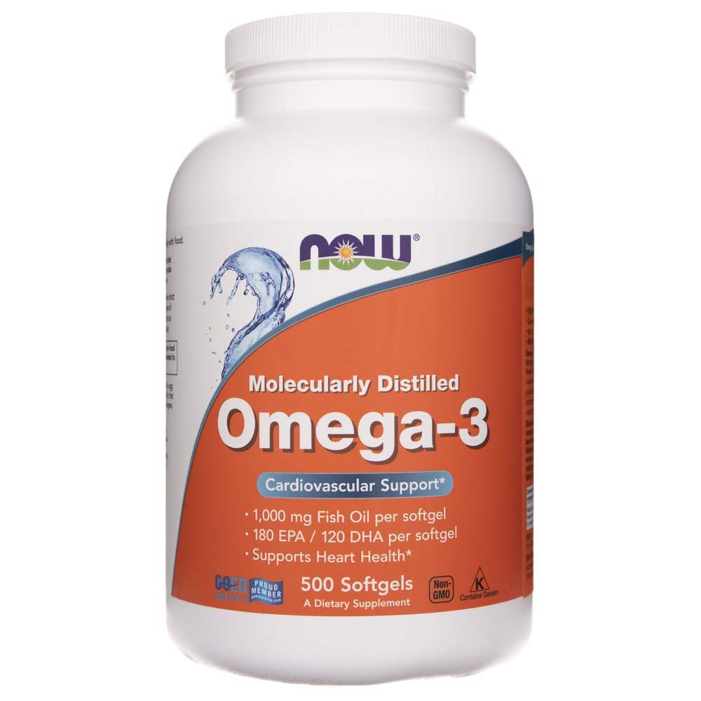 NOW FOODS Omega-3, 180 EPA / 120 DHA – 500 kapsulių