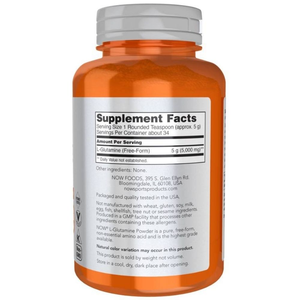 NOW FOODS L-glutamino milteliai – 454 g