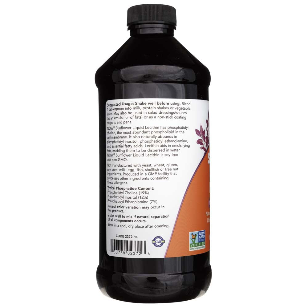 NOW FOODS skystas saulėgrąžų lecitinas – 473 ml