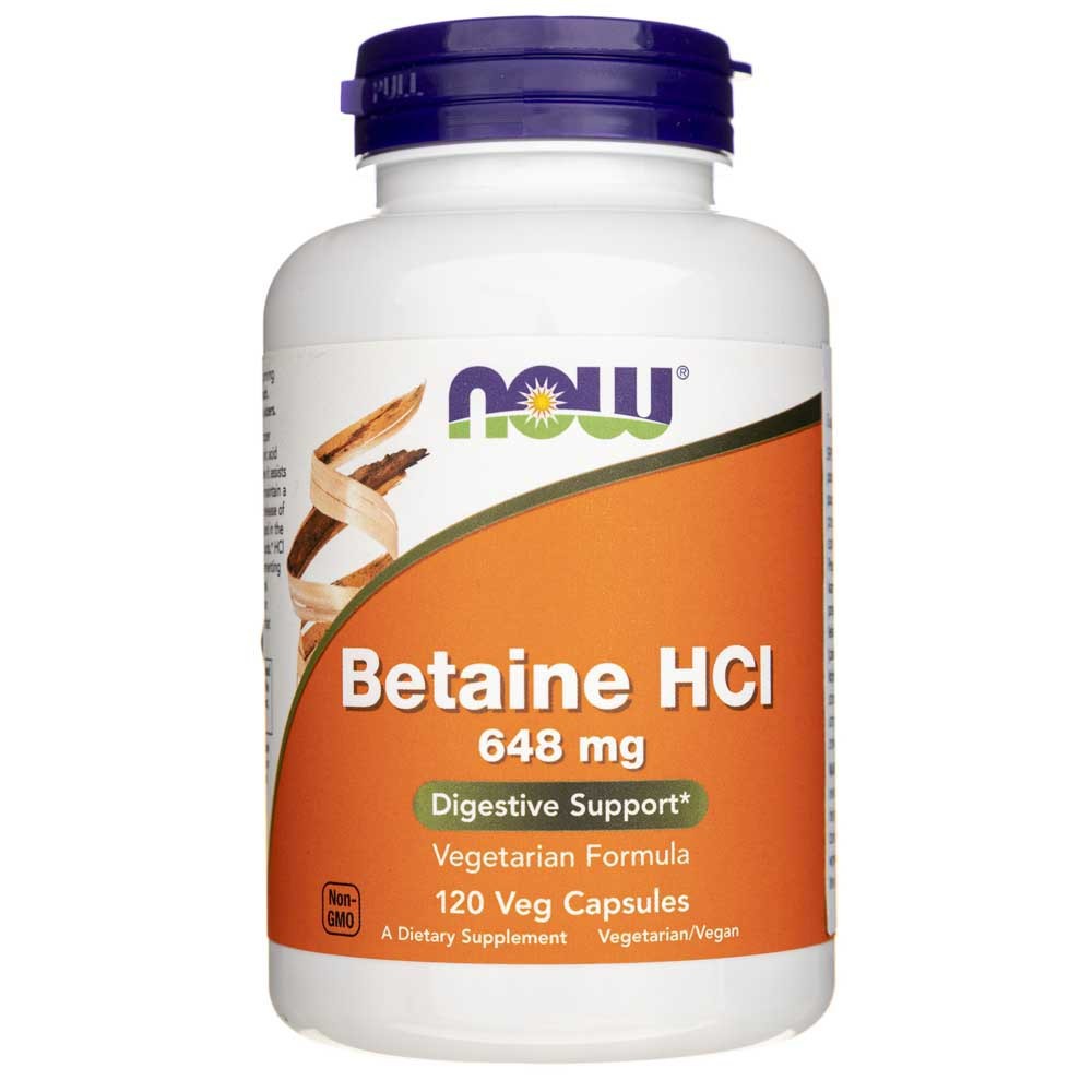 NOW FOODS betaino hidrochloridas 648 mg – 120 kapsulių