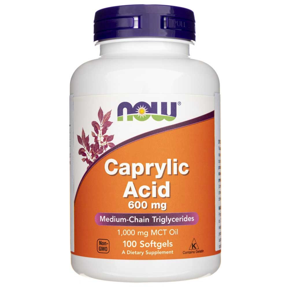 NOW FOODS kaprilo rūgštis 600 mg – 100 kapsulių
