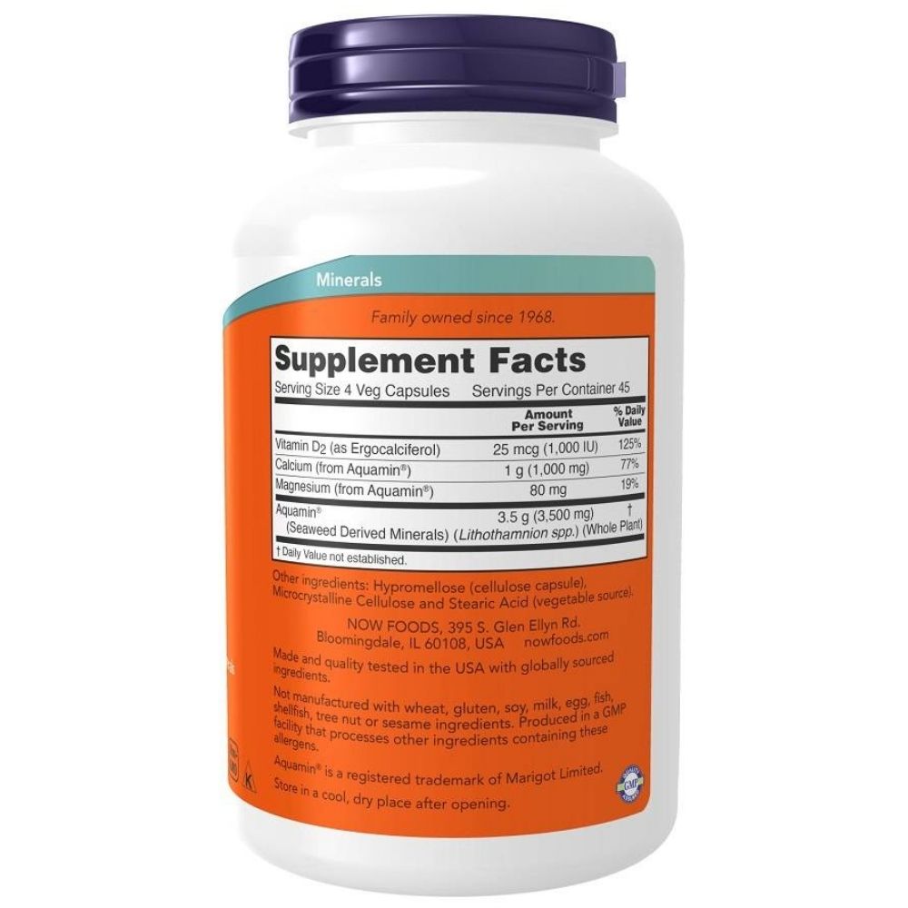 NOW FOODS raudonieji mineraliniai dumbliai Aquamin ® - 180 kapsulių