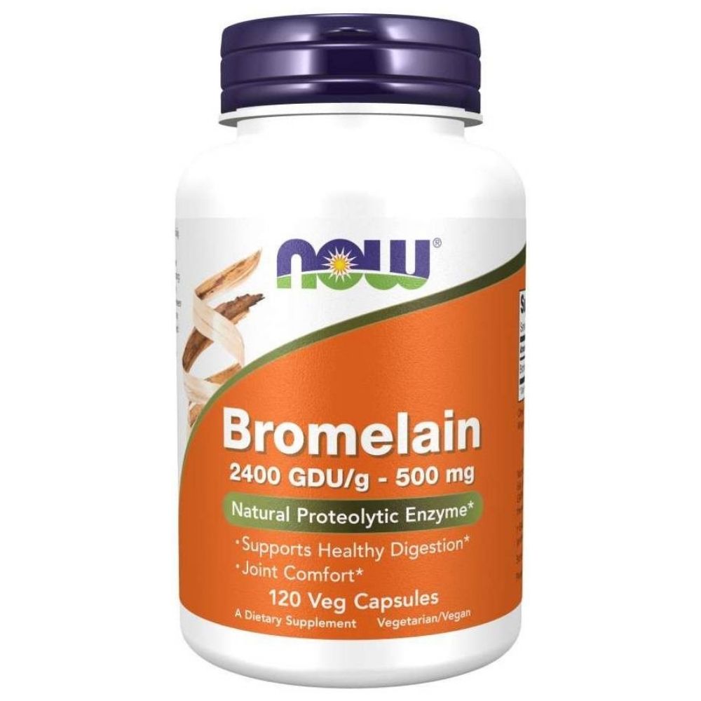 NOW FOODS bromelainas 500 mg, 2400 GDU/g – 120 kapsulių