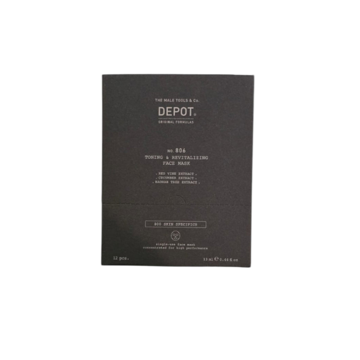 Set, Depot, 800 Skin Specifics No. 806, Hyaluronic Acid, Toning & Revitalizing, Sheet Mask, For Face, Day, 12 pcs, 13 ml