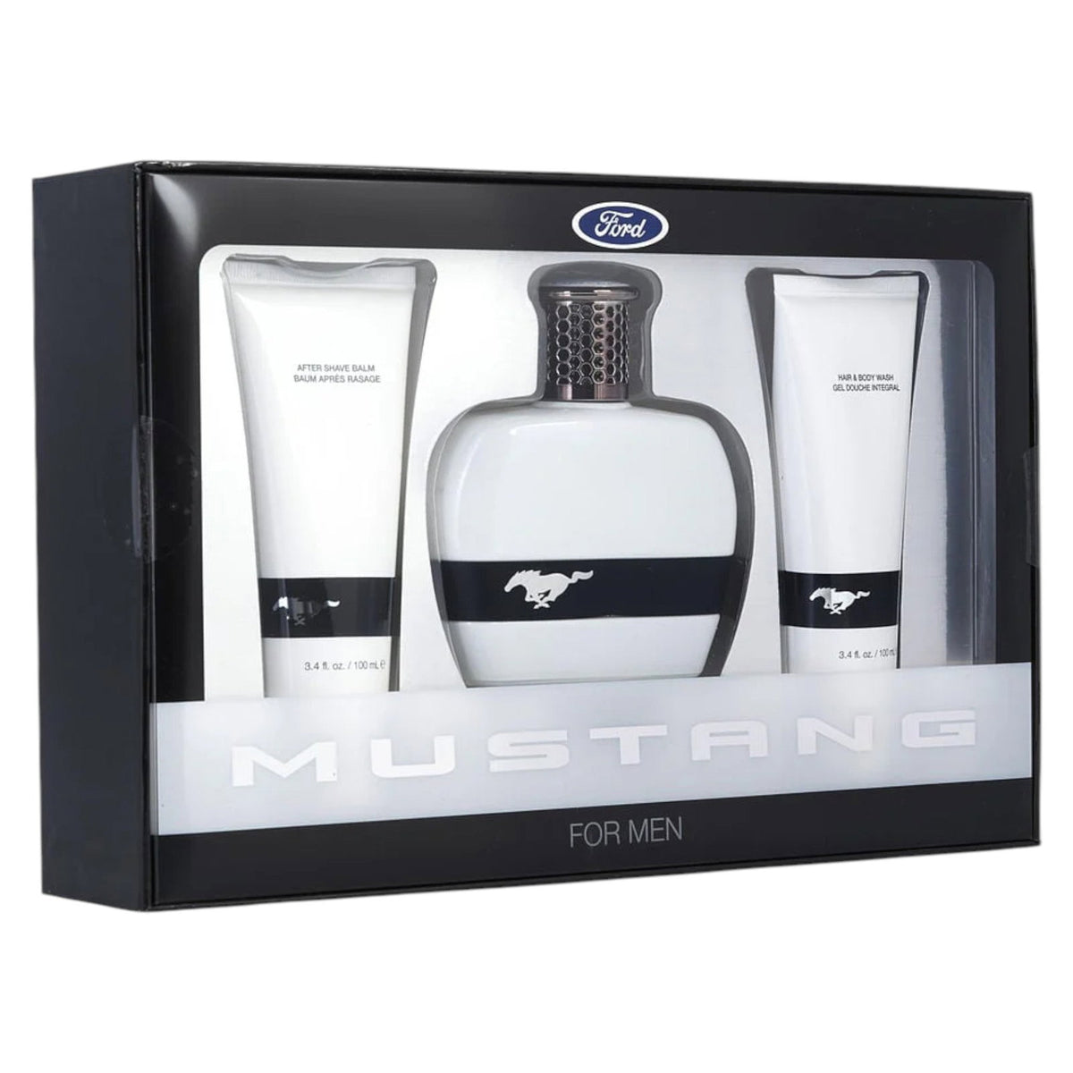 Set Ford: Mustang White, Eau De Toilette, For Men, 100 ml + Mustang White, After-Shave Balm, 100 ml + Mustang White, Body Wash, For Hair & Body, 100 ml