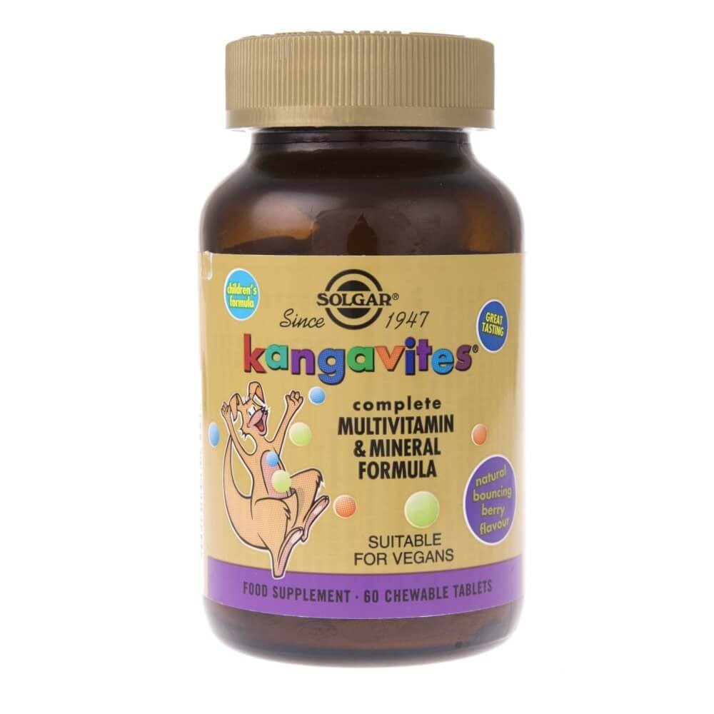 SOLGAR Kangavites multivitaminai ir mineralai vaikams, uogų skonio– 60 kramtomų tablečių
