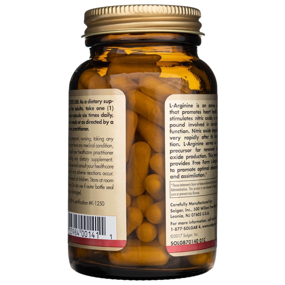 SOLGAR L-argininas 500 mg – 100 kapsulių