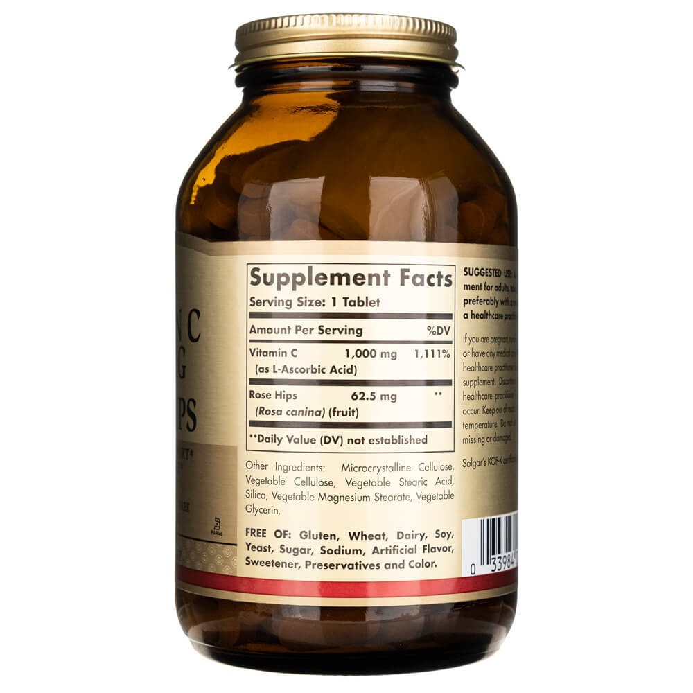 SOLGAR vitaminas C 1000 mg su erškėtuogėmis – 250 tablečių