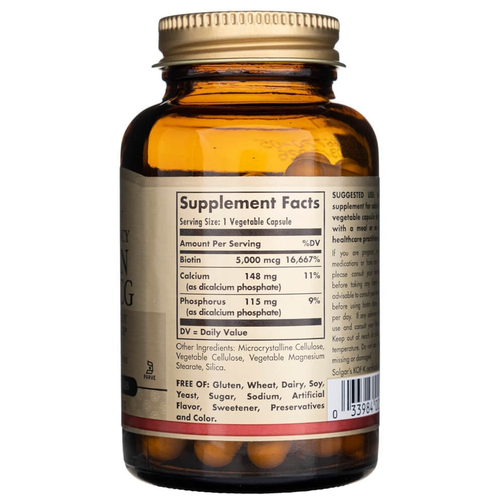 SOLGAR biotinas 5000 mcg – 50 kapsulių