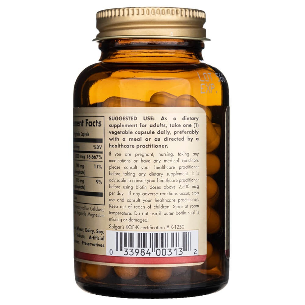 SOLGAR biotinas 5000 mcg – 50 kapsulių