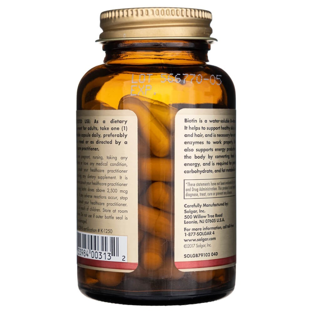 SOLGAR biotinas 5000 mcg – 50 kapsulių