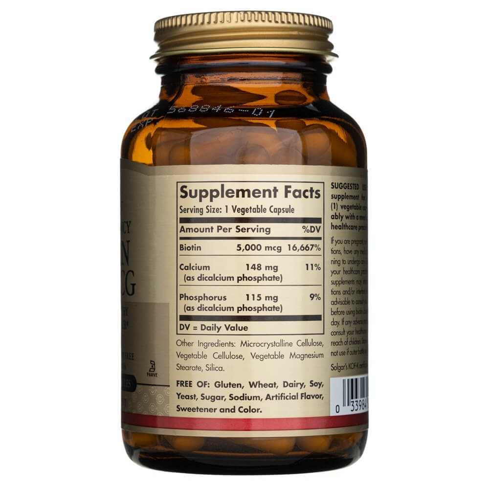 SOLGAR biotinas 5000 mcg – 100 kapsulių