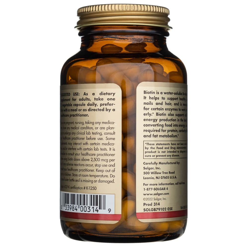 SOLGAR biotinas 5000 mcg – 100 kapsulių