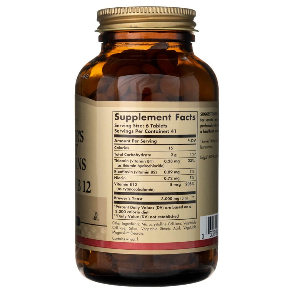 SOLGAR alaus mielės, 7,5 grūdo, su vitaminu B12 – 250 tablečių