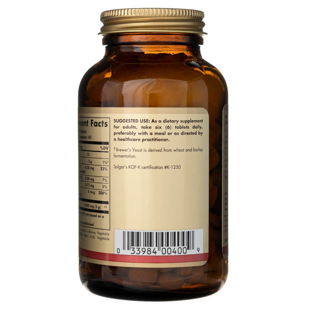 SOLGAR alaus mielės, 7,5 grūdo, su vitaminu B12 – 250 tablečių