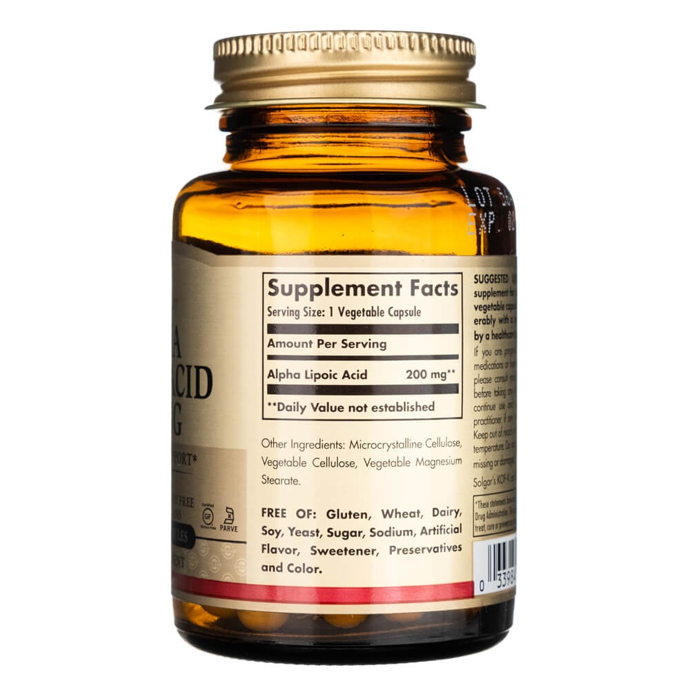 SOLGAR alfa lipoinė rūgštis 200 mg – 50 kapsulių