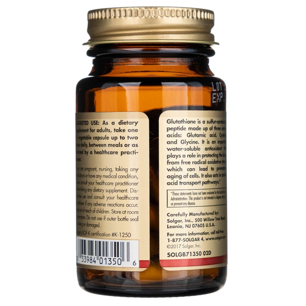 SOLGAR sumažintas L-glutationas 250 mg – 30 kapsulių