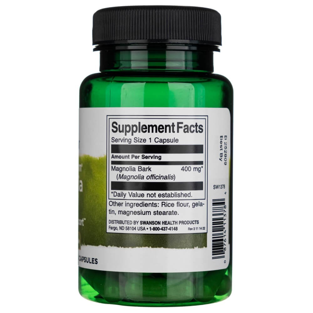 SWANSON magnolijos žievė 400 mg – 60 kapsulių