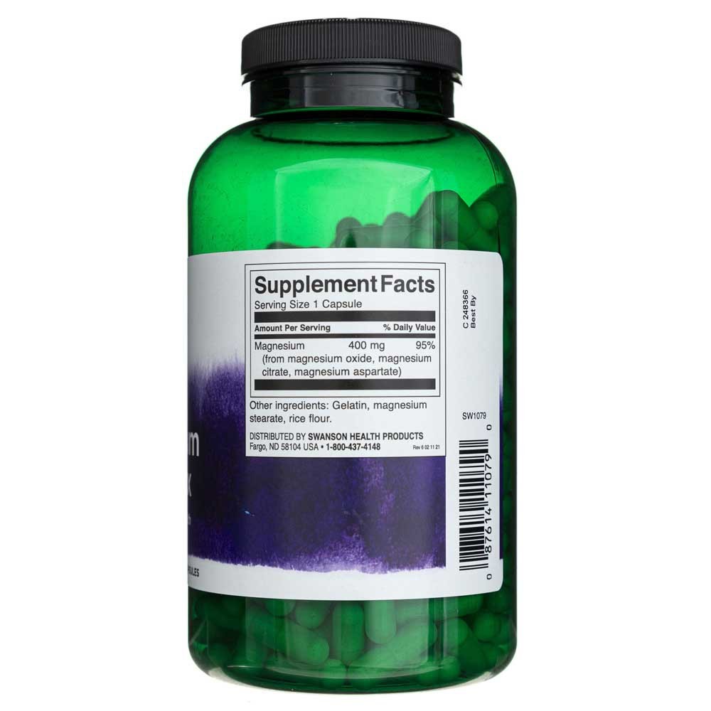 SWANSON trigubo magnio kompleksas 400 mg – 300 kapsulių