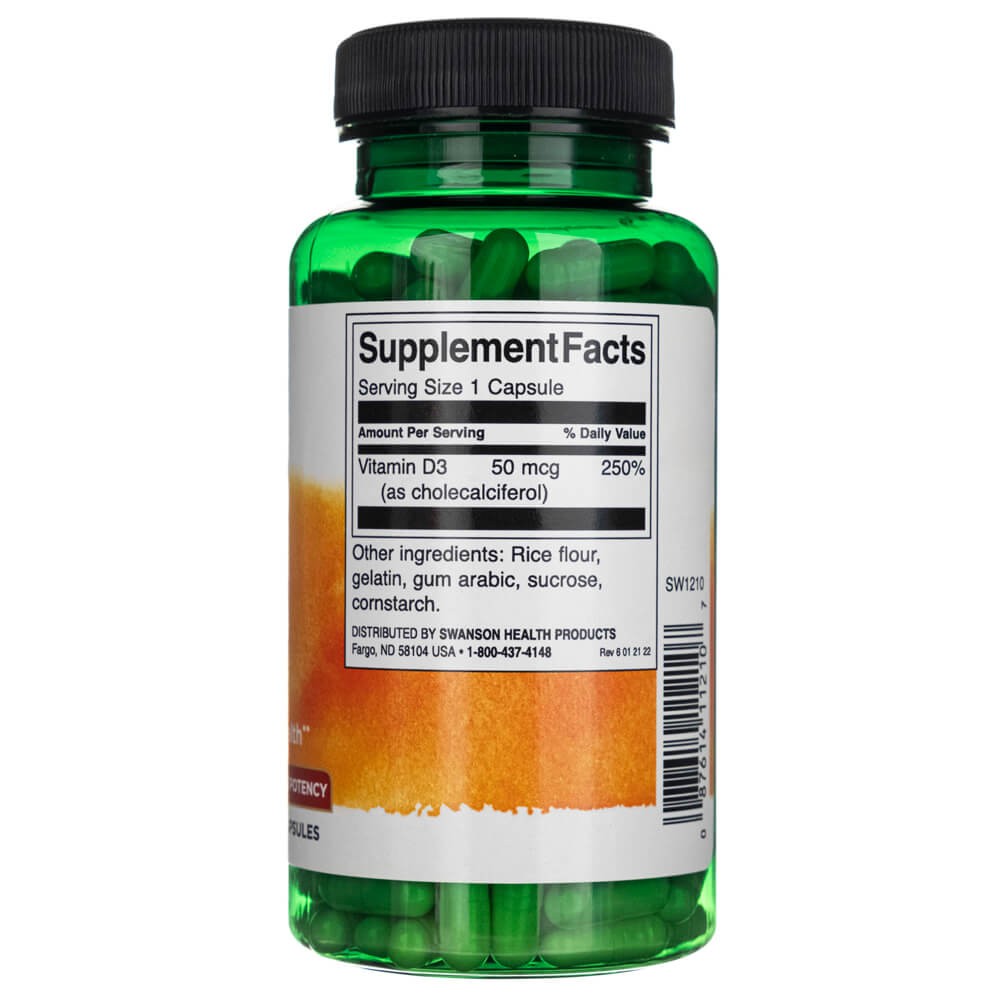 SWANSON vitaminas D3 2000 TV (50 mcg) – 250 kapsulių