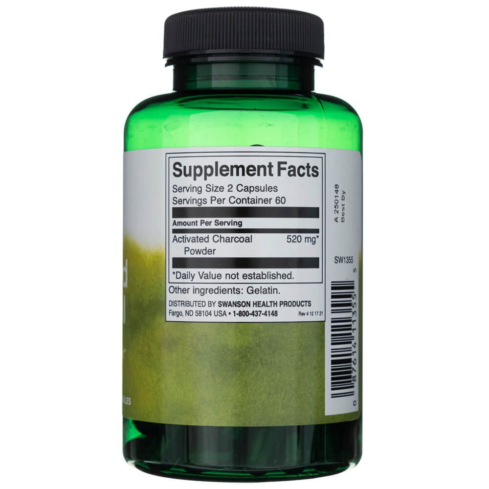 SWANSON aktyvuota anglis 260 mg – 120 kapsulių