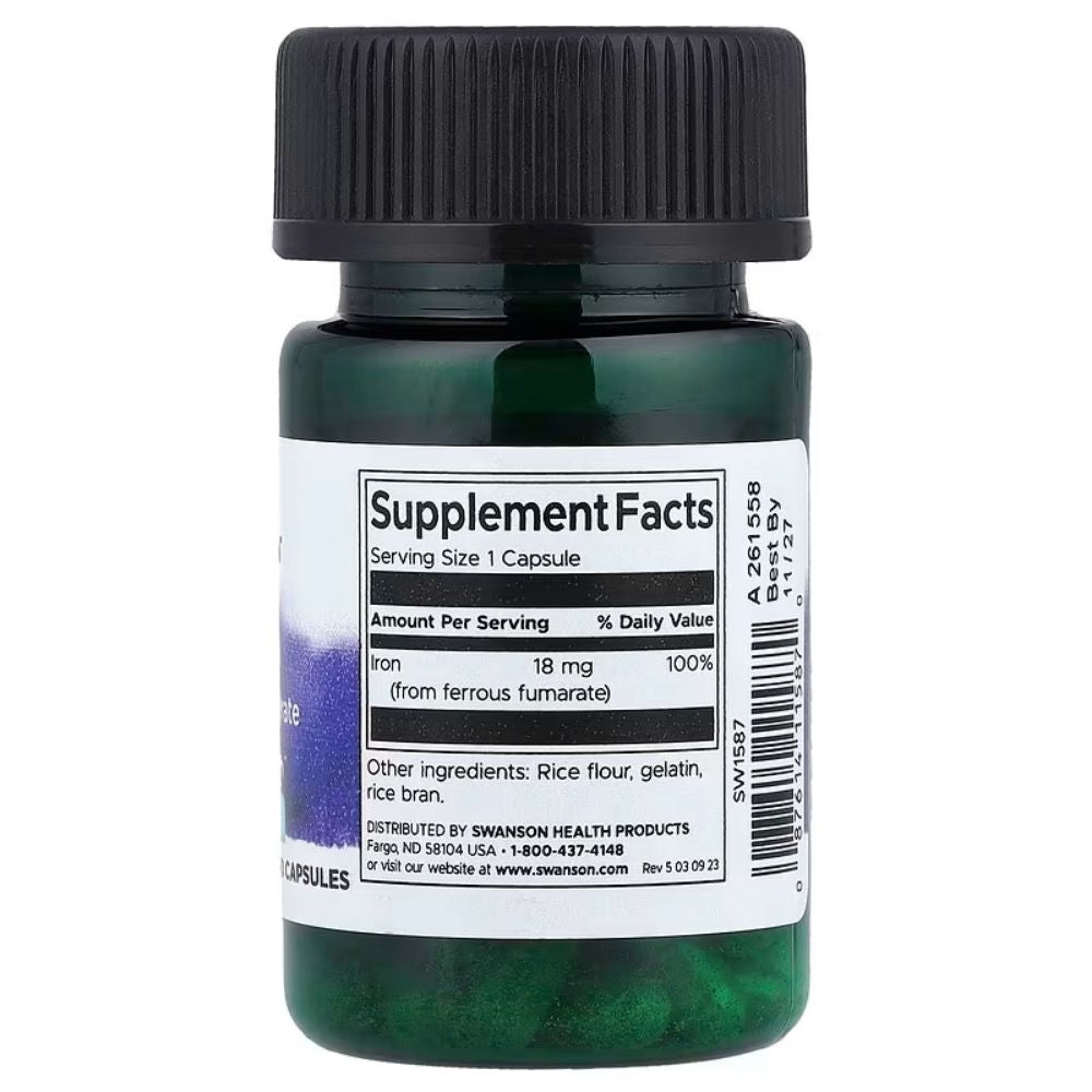 SWANSON geležies fumaratas 18 mg – 60 kapsulių