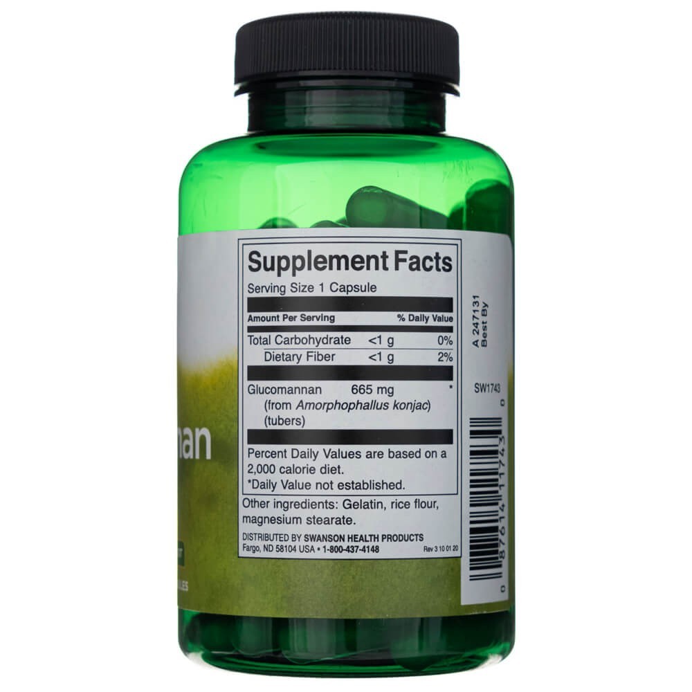 SWANSON gliukomananas 665 mg – 90 kapsulių
