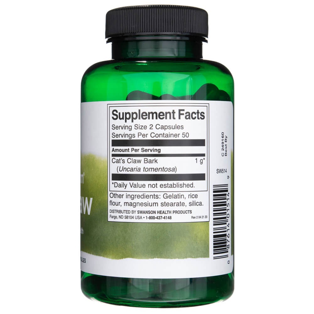 SWANSON Cat's Claw 500 mg – 100 kapsulių