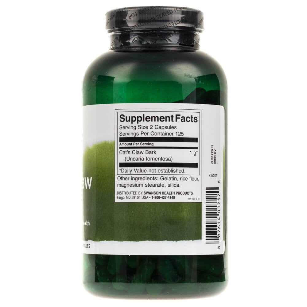 SWANSON Cat's Claw 500 mg – 250 kapsulių