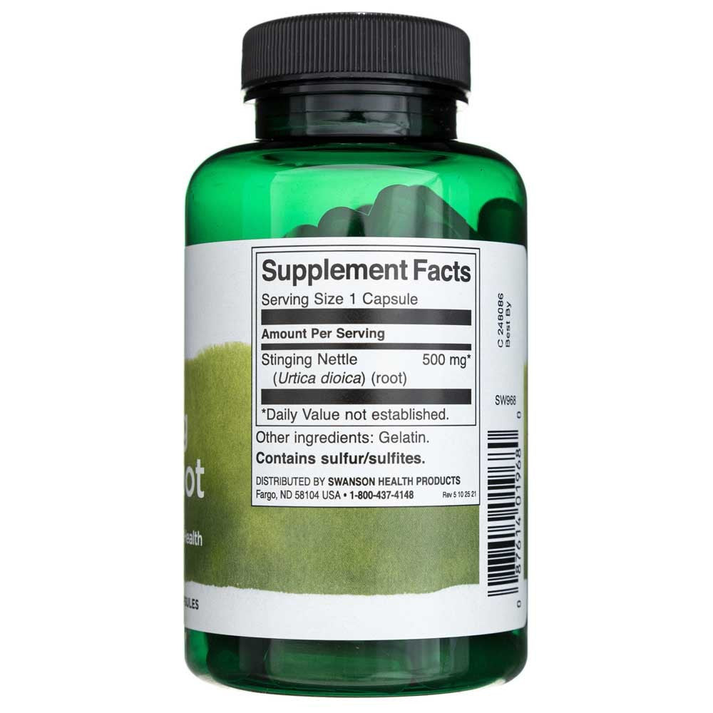 SWANSON dilgėlių šaknis 500 mg – 100 kapsulių