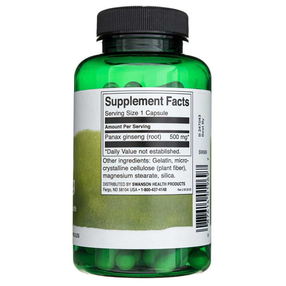 SWANSON korėjietiškas ženšenis 500 mg – 100 kapsulių