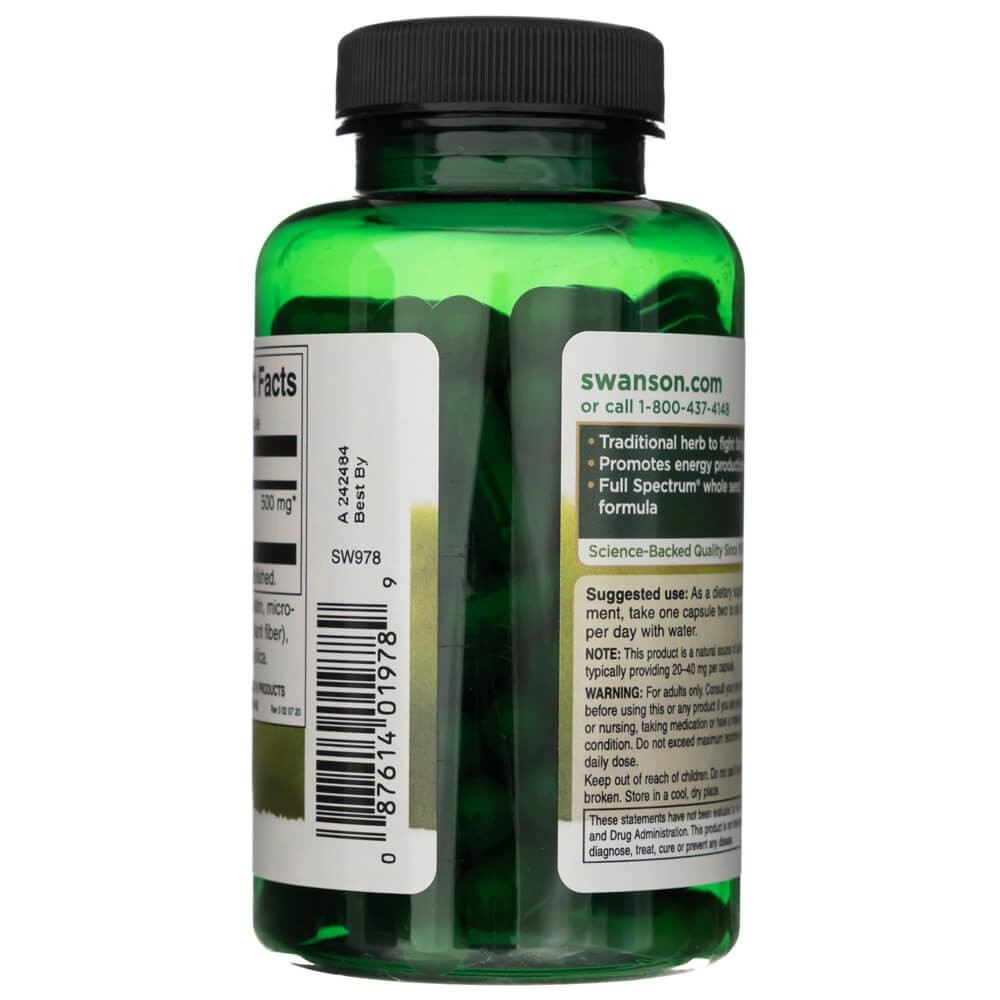 SWANSON guarana 500 mg – 100 kapsulių