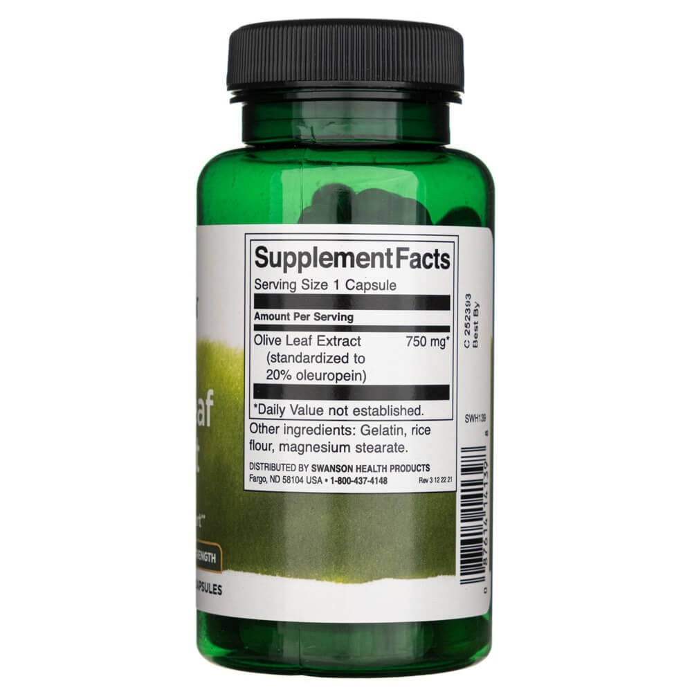 SWANSON alyvuogių lapų ekstraktas 750 mg – 60 kapsulių