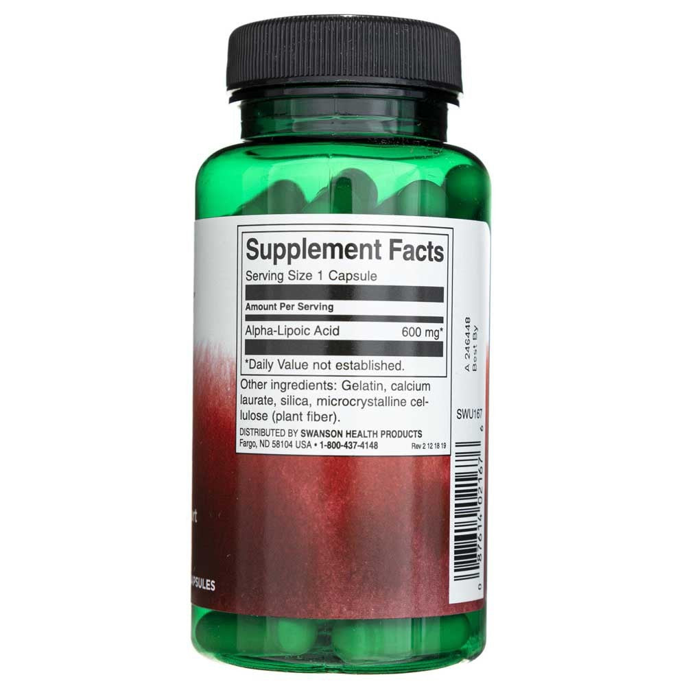 SWANSON alfa lipoinė rūgštis 600 mg – 60 kapsulių