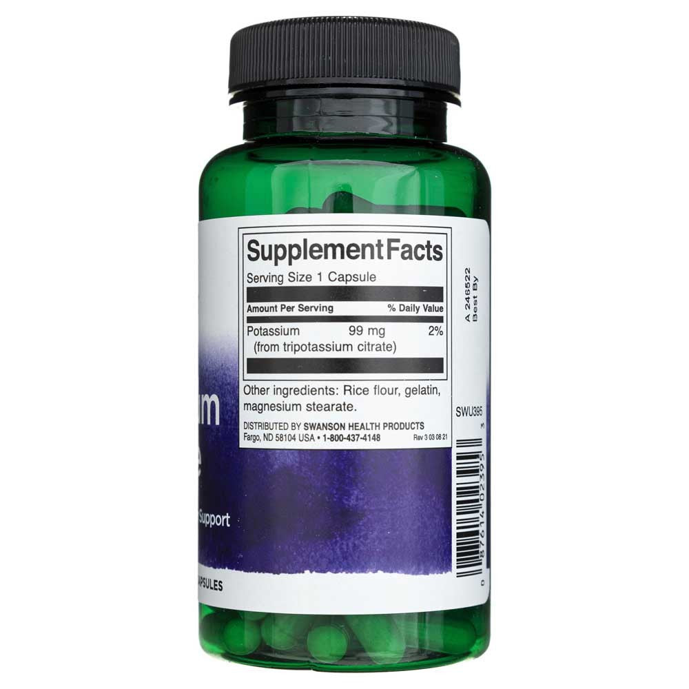 SWANSON kalio citratas 99 mg – 120 kapsulių