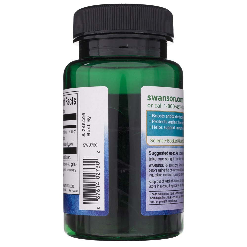 SWANSON astaksantinas 4 mg – 60 kapsulių