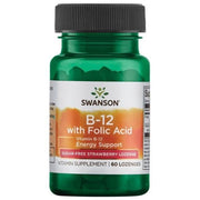SWANSON vitaminas B12 500 mcg, braškių skonio – 60 pastilių